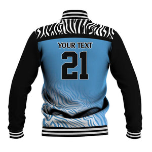 Botswana Cricket Custom Baseball Jacket Baggy Blues African Zebra Skins Pattern - African Pride