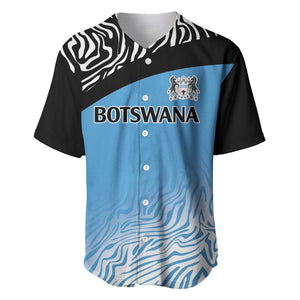 Botswana Cricket Custom Baseball Jersey Baggy Blues African Zebra Skins Pattern - African Pride