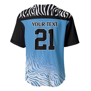 Botswana Cricket Custom Baseball Jersey Baggy Blues African Zebra Skins Pattern - African Pride