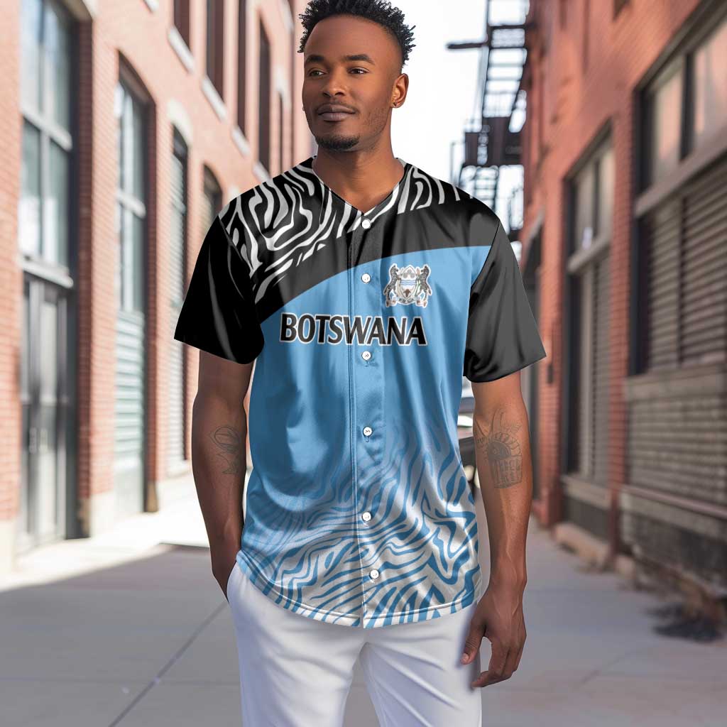 Botswana Cricket Custom Baseball Jersey Baggy Blues African Zebra Skins Pattern - African Pride