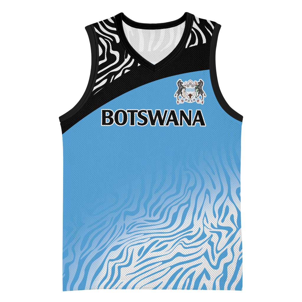 Botswana Cricket Custom Basketball Jersey Baggy Blues African Zebra Skins Pattern - African Pride