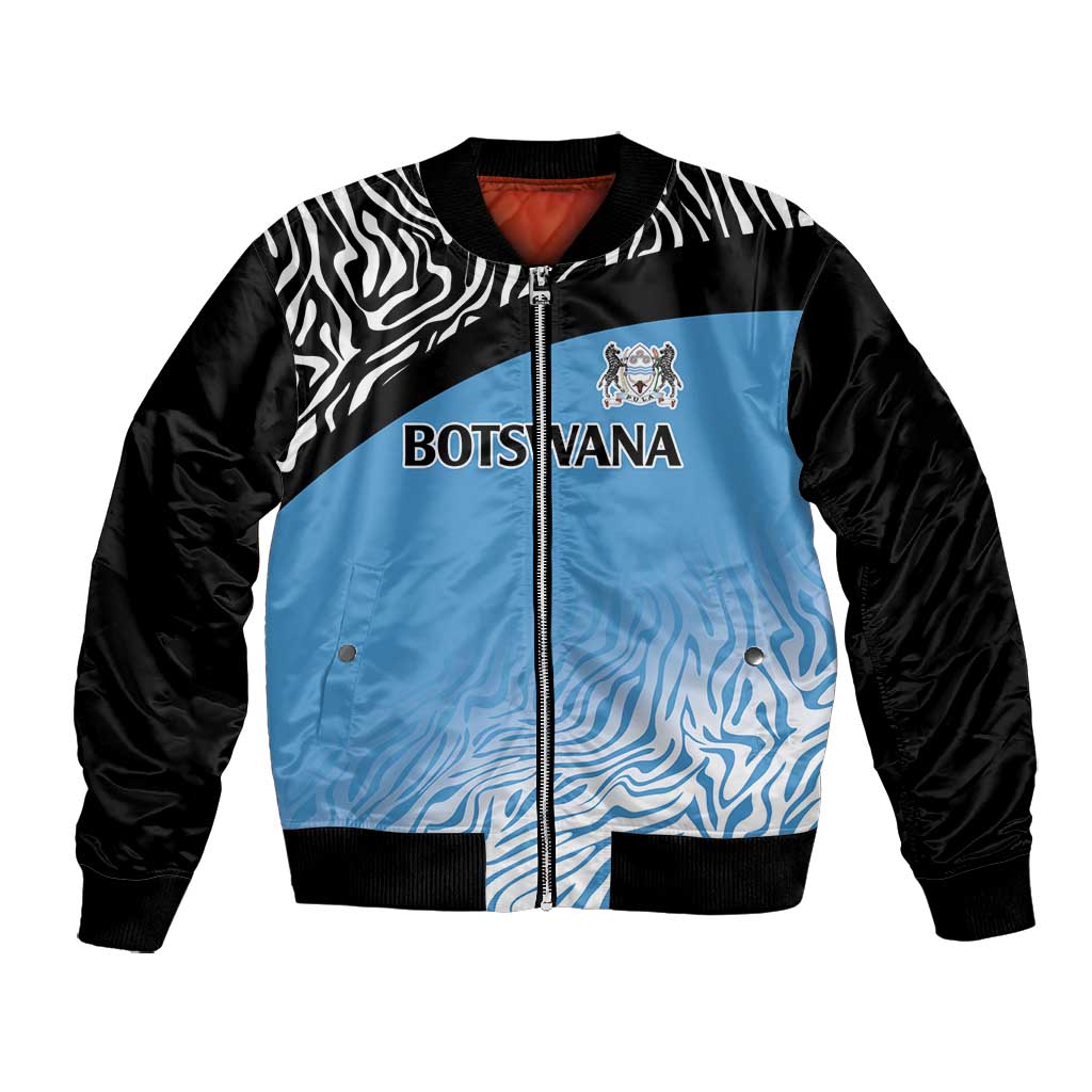 Botswana Cricket Custom Bomber Jacket Baggy Blues African Zebra Skins Pattern - African Pride