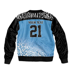Botswana Cricket Custom Bomber Jacket Baggy Blues African Zebra Skins Pattern - African Pride