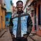 Botswana Cricket Custom Bomber Jacket Baggy Blues African Zebra Skins Pattern - African Pride