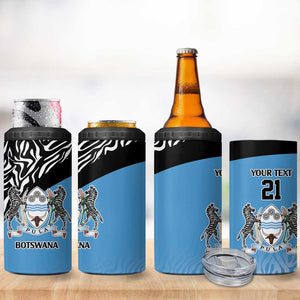 Botswana Cricket Custom 4 in 1 Can Cooler Tumbler Baggy Blues African Zebra Skins Pattern - African Pride