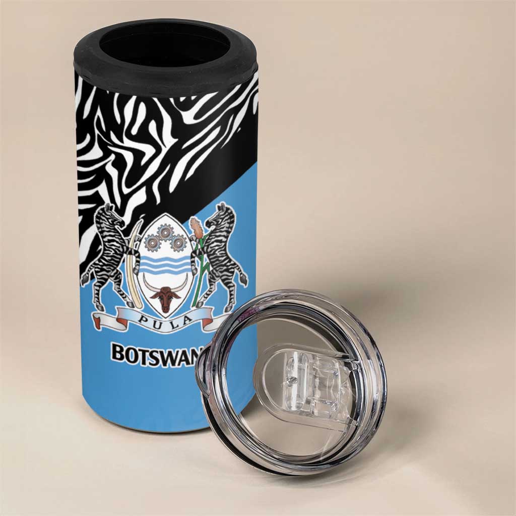 Botswana Cricket Custom 4 in 1 Can Cooler Tumbler Baggy Blues African Zebra Skins Pattern - African Pride