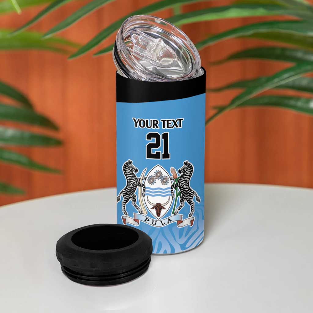 Botswana Cricket Custom 4 in 1 Can Cooler Tumbler Baggy Blues African Zebra Skins Pattern - African Pride