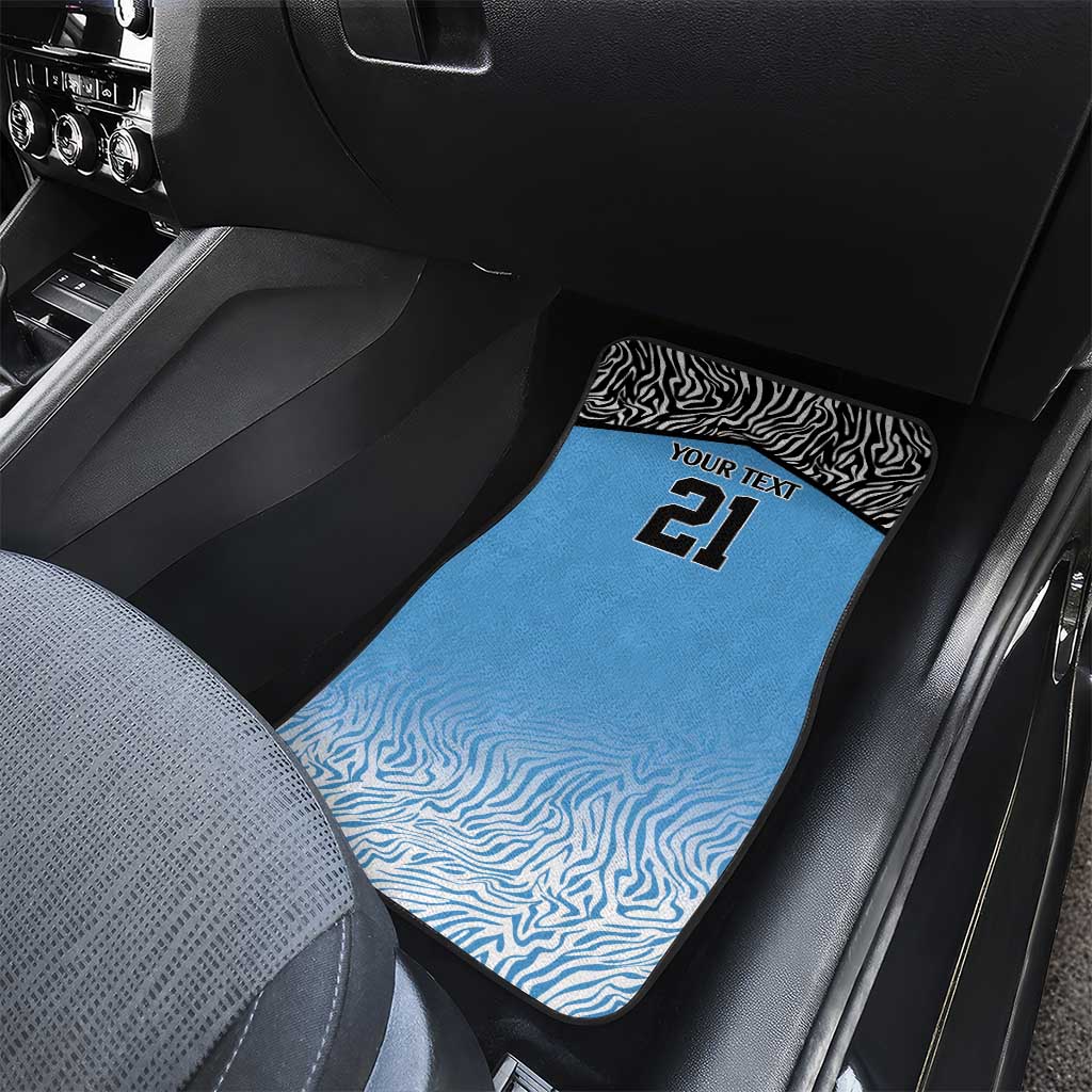 Botswana Cricket Custom Car Mats Baggy Blues African Zebra Skins Pattern - African Pride