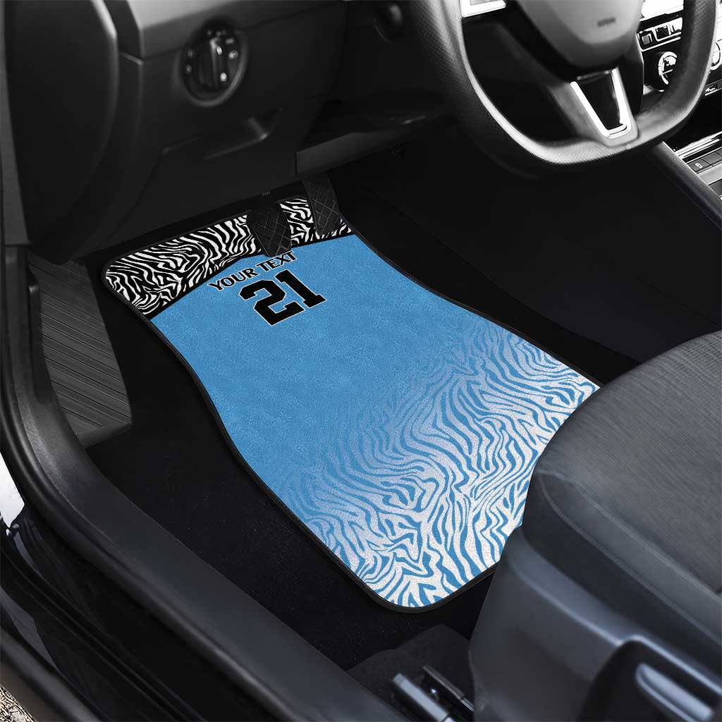Botswana Cricket Custom Car Mats Baggy Blues African Zebra Skins Pattern - African Pride