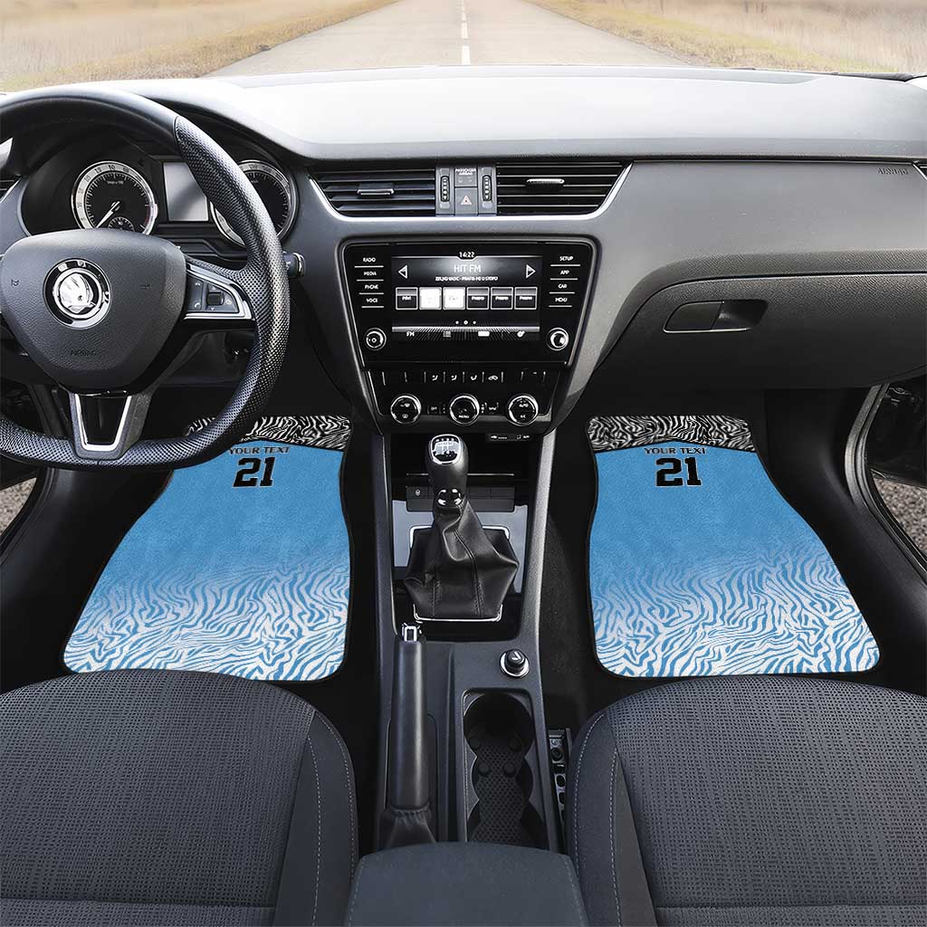 Botswana Cricket Custom Car Mats Baggy Blues African Zebra Skins Pattern - African Pride
