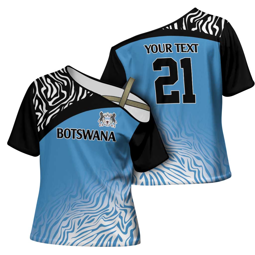 Botswana Cricket Custom Cross Shoulder Shirt Baggy Blues African Zebra Skins Pattern