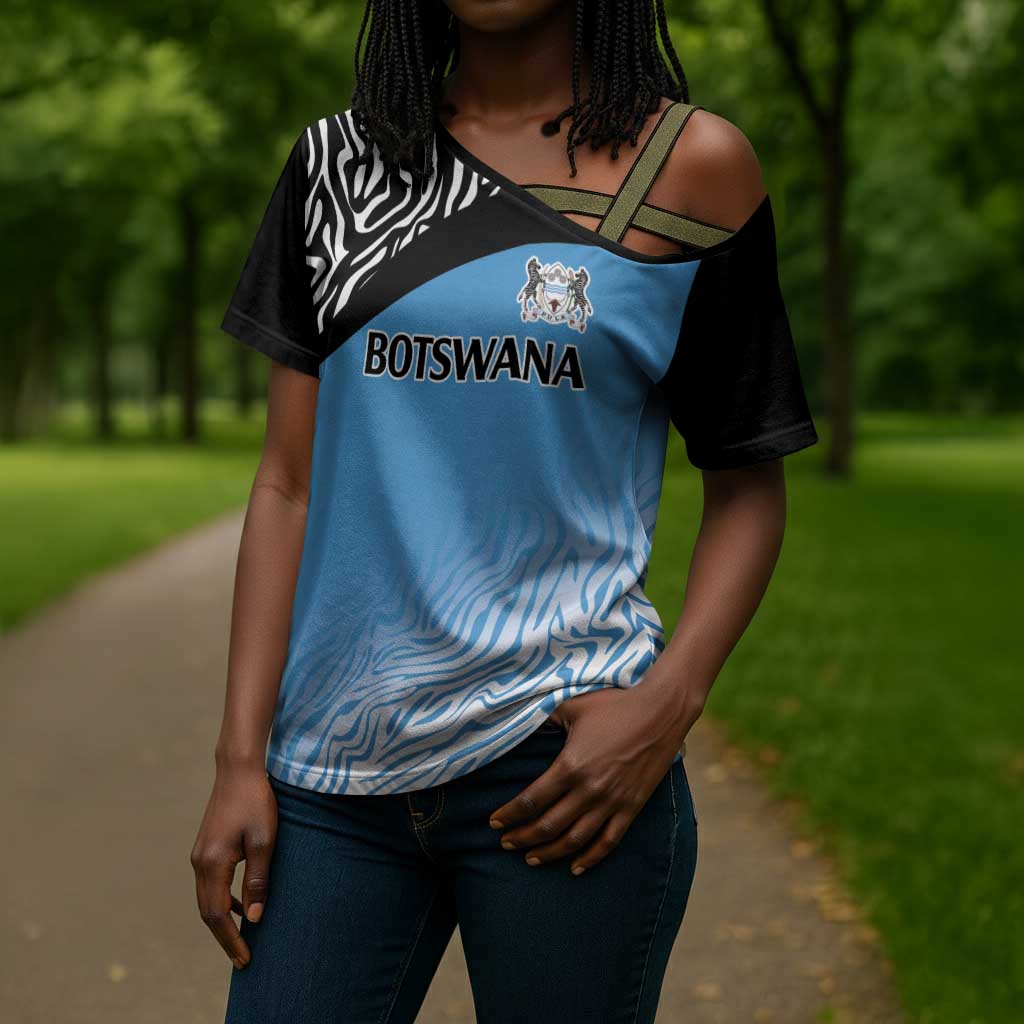 Botswana Cricket Custom Cross Shoulder Shirt Baggy Blues African Zebra Skins Pattern