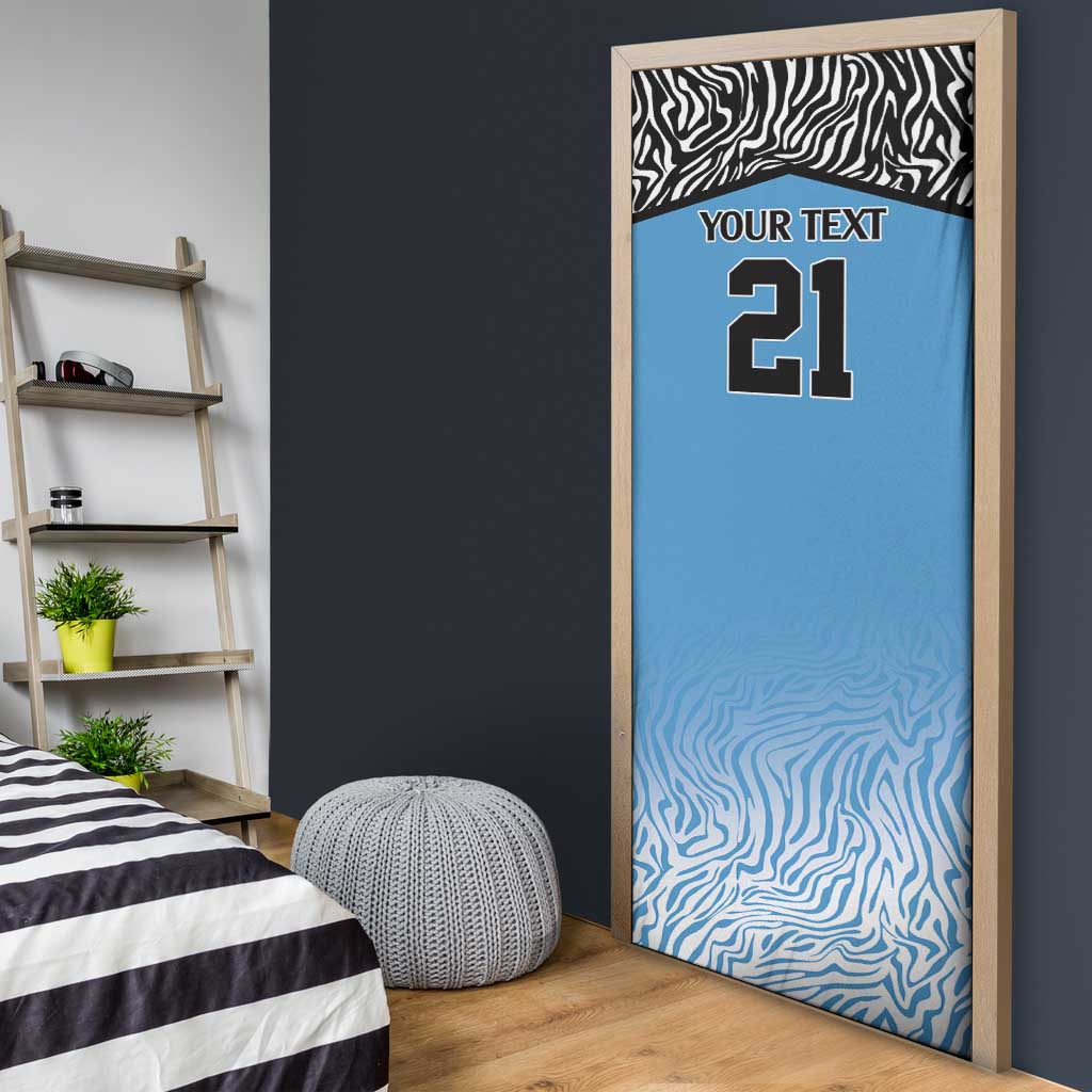 Botswana Cricket Custom Door Cover Baggy Blues African Zebra Skins Pattern
