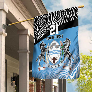 Botswana Cricket Custom Garden Flag Baggy Blues African Zebra Skins Pattern - African Pride