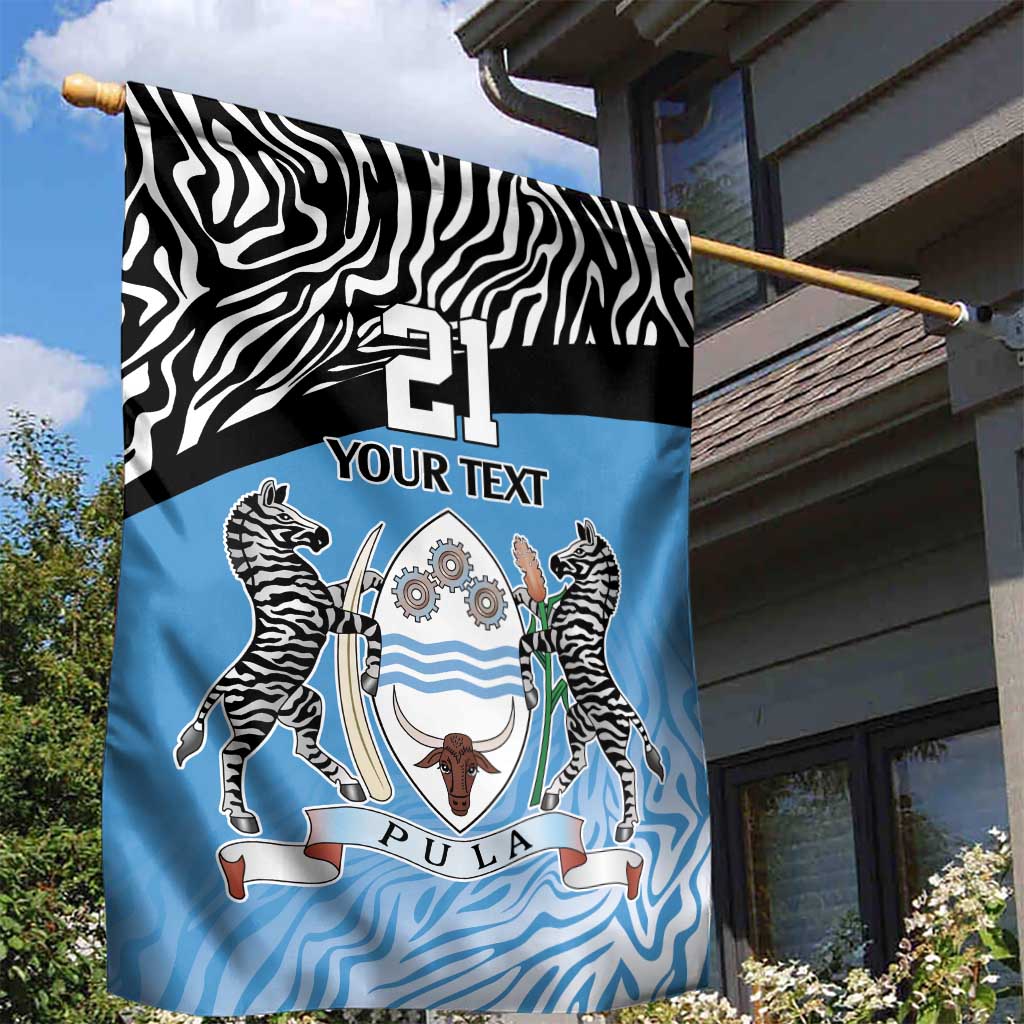 Botswana Cricket Custom Garden Flag Baggy Blues African Zebra Skins Pattern - African Pride