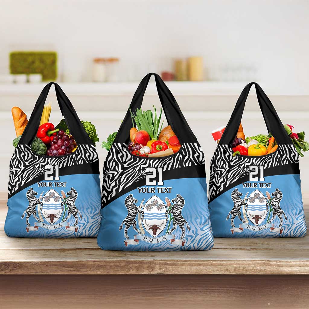 Botswana Cricket Custom Grocery Bag Baggy Blues African Zebra Skins Pattern - African Pride