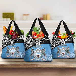Botswana Cricket Custom Grocery Bag Baggy Blues African Zebra Skins Pattern - African Pride