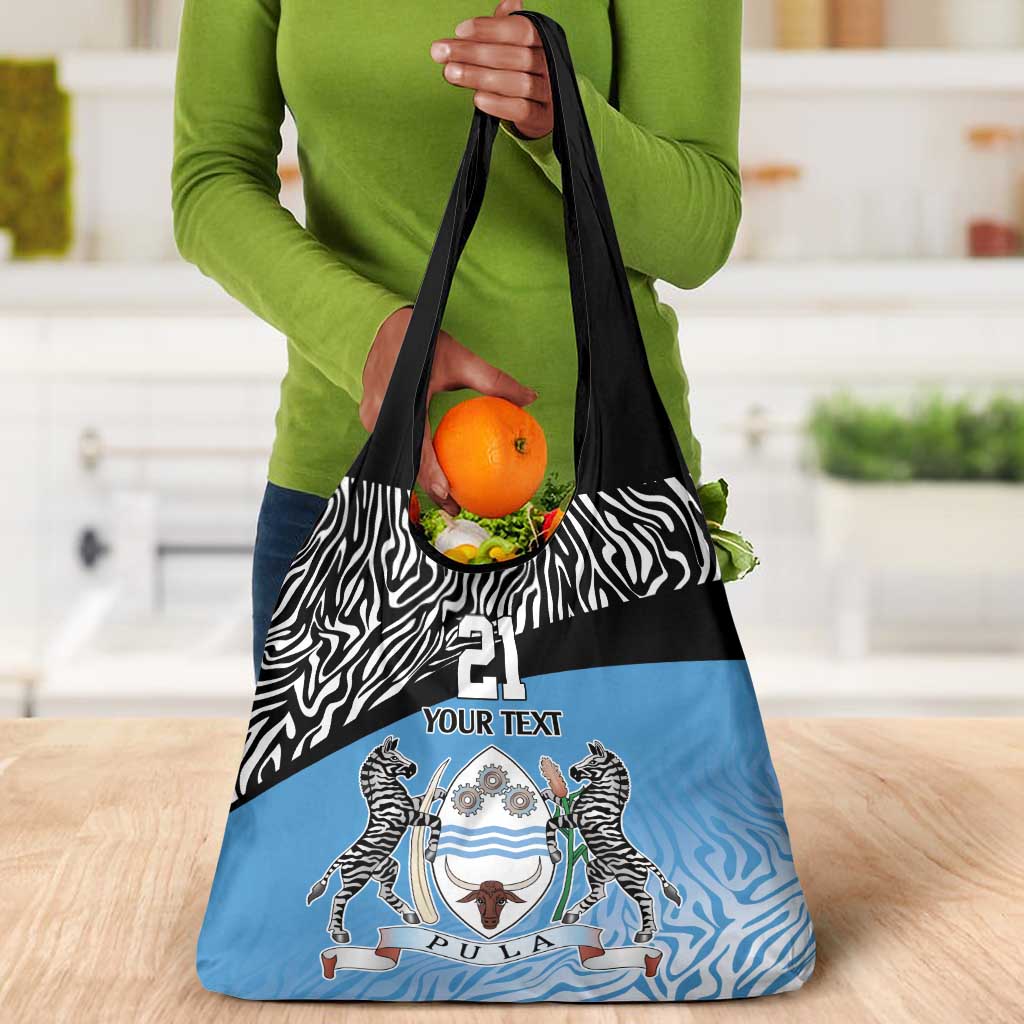 Botswana Cricket Custom Grocery Bag Baggy Blues African Zebra Skins Pattern - African Pride