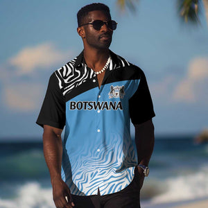 Botswana Cricket Custom Hawaiian Shirt Baggy Blues African Zebra Skins Pattern - African Pride