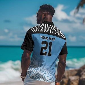 Botswana Cricket Custom Hawaiian Shirt Baggy Blues African Zebra Skins Pattern - African Pride