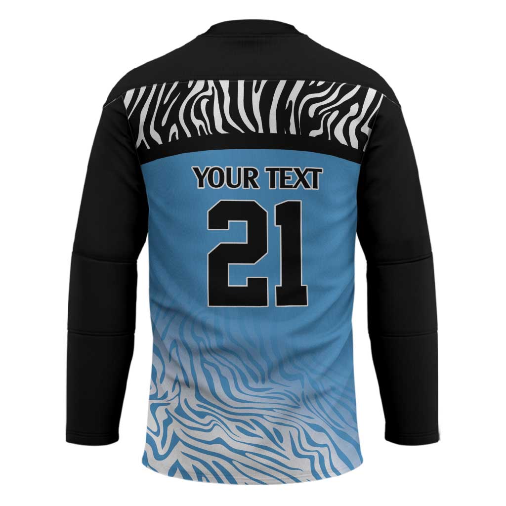 Botswana Cricket Custom Hockey Jersey Baggy Blues African Zebra Skins Pattern
