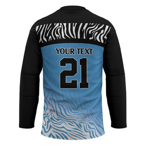 Botswana Cricket Custom Hockey Jersey Baggy Blues African Zebra Skins Pattern