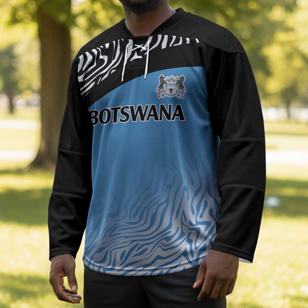 Botswana Cricket Custom Hockey Jersey Baggy Blues African Zebra Skins Pattern