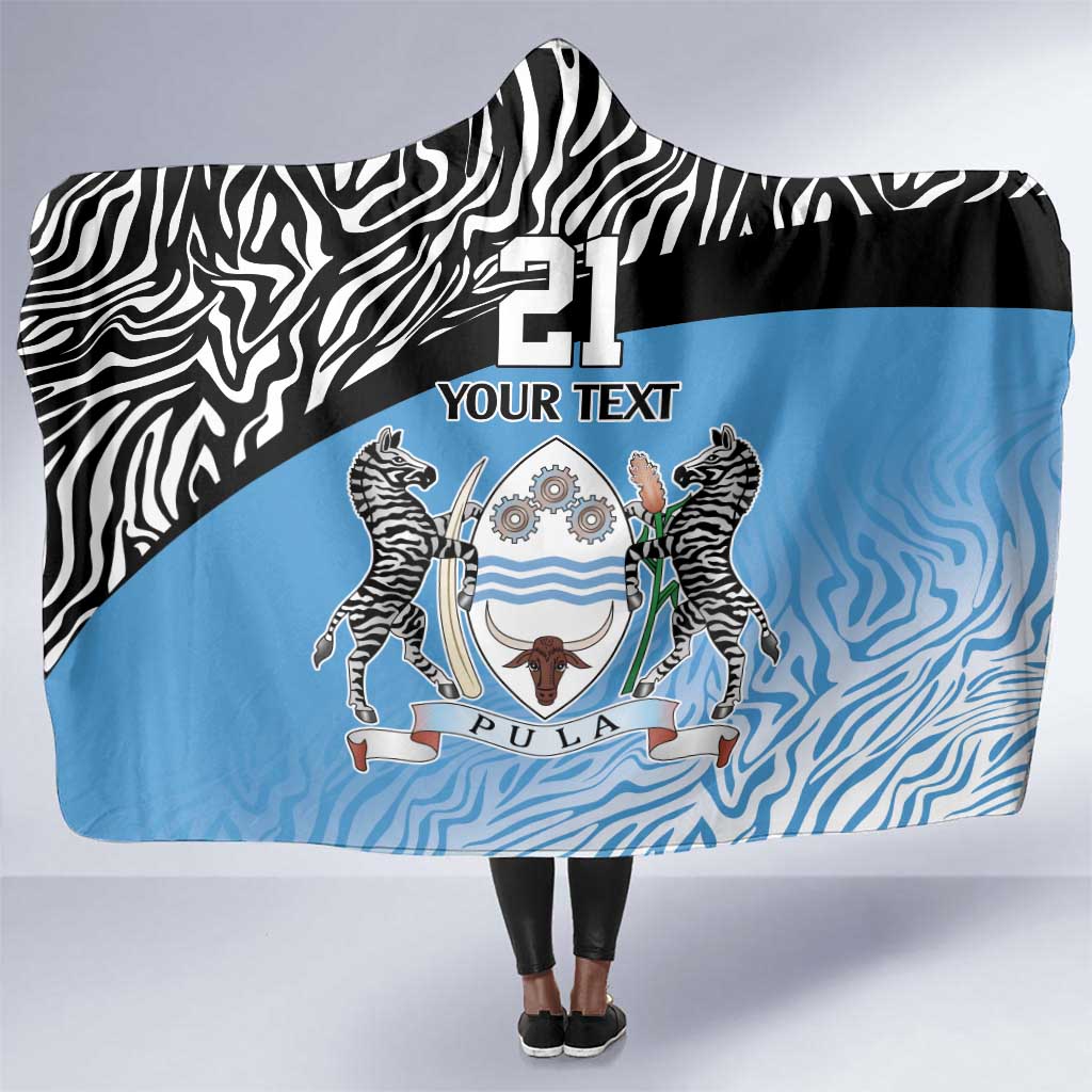 Botswana Cricket Custom Hooded Blanket Baggy Blues African Zebra Skins Pattern - African Pride