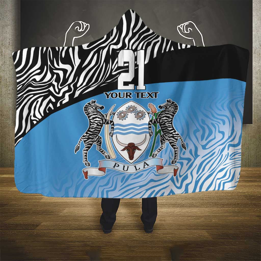 Botswana Cricket Custom Hooded Blanket Baggy Blues African Zebra Skins Pattern - African Pride