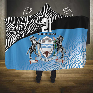 Botswana Cricket Custom Hooded Blanket Baggy Blues African Zebra Skins Pattern - African Pride
