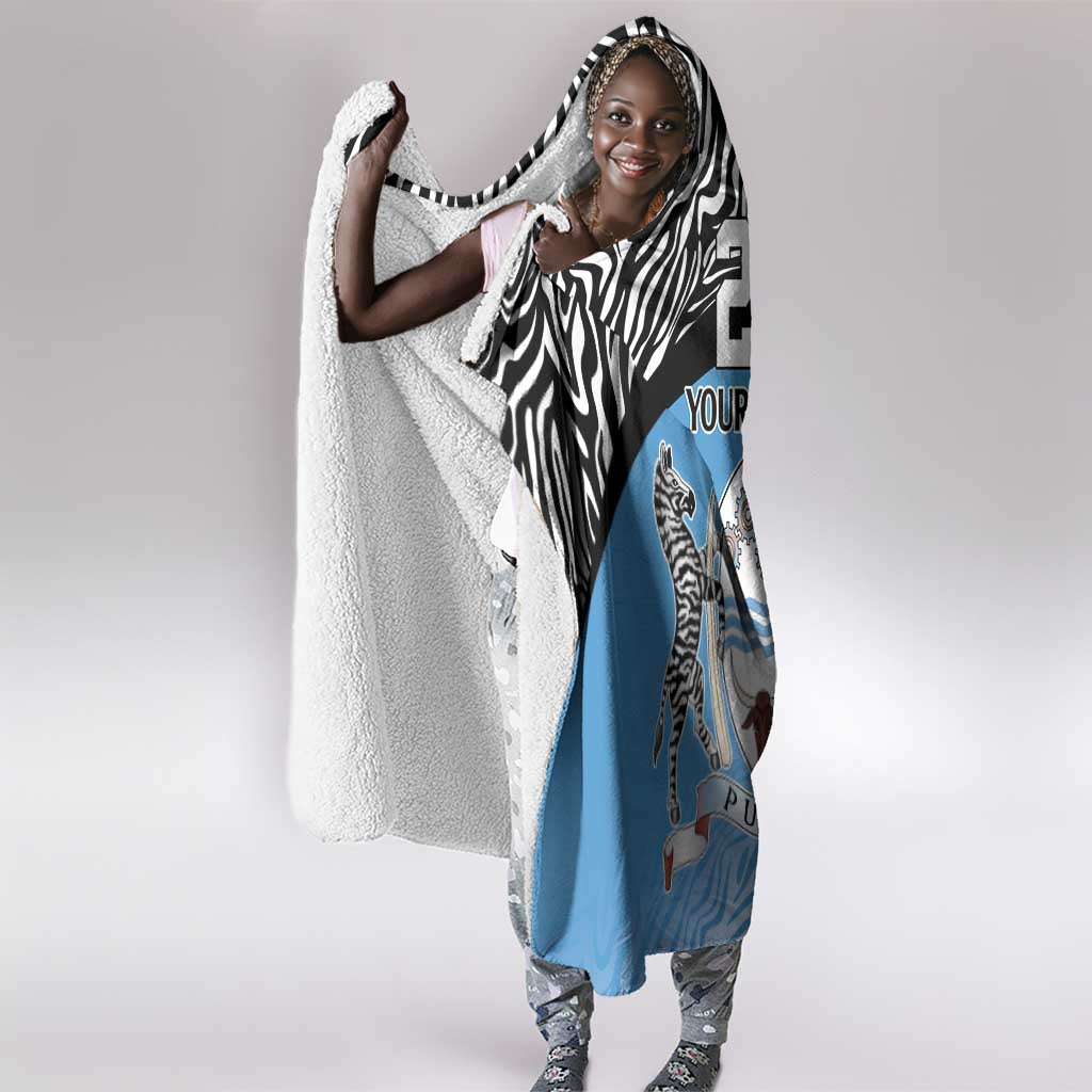 Botswana Cricket Custom Hooded Blanket Baggy Blues African Zebra Skins Pattern - African Pride