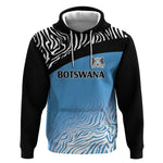 Botswana Cricket Custom Hoodie Baggy Blues African Zebra Skins Pattern - African Pride