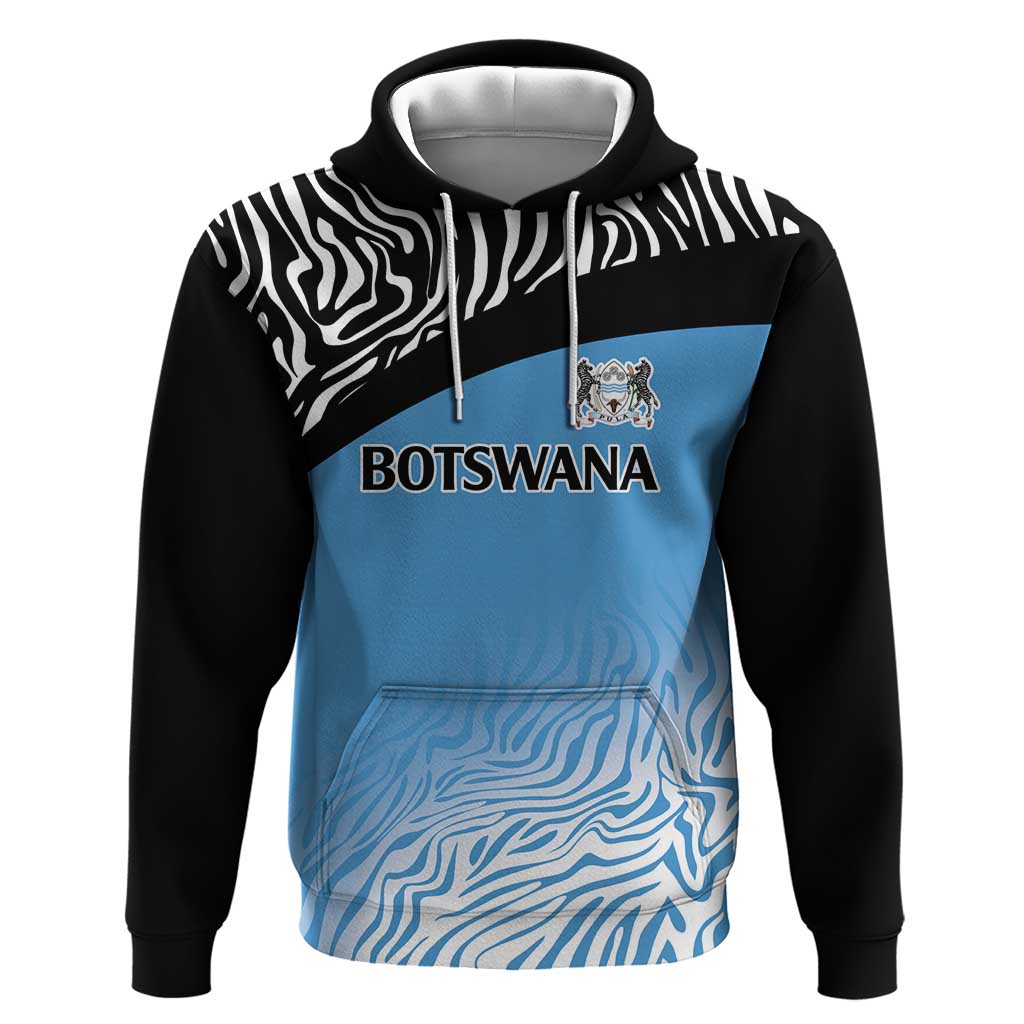 Botswana Cricket Custom Hoodie Baggy Blues African Zebra Skins Pattern - African Pride