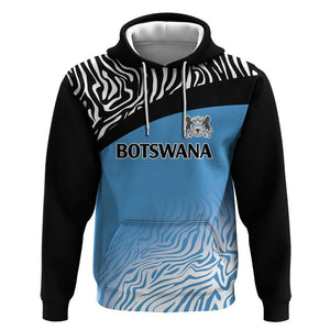 Botswana Cricket Custom Hoodie Baggy Blues African Zebra Skins Pattern - African Pride