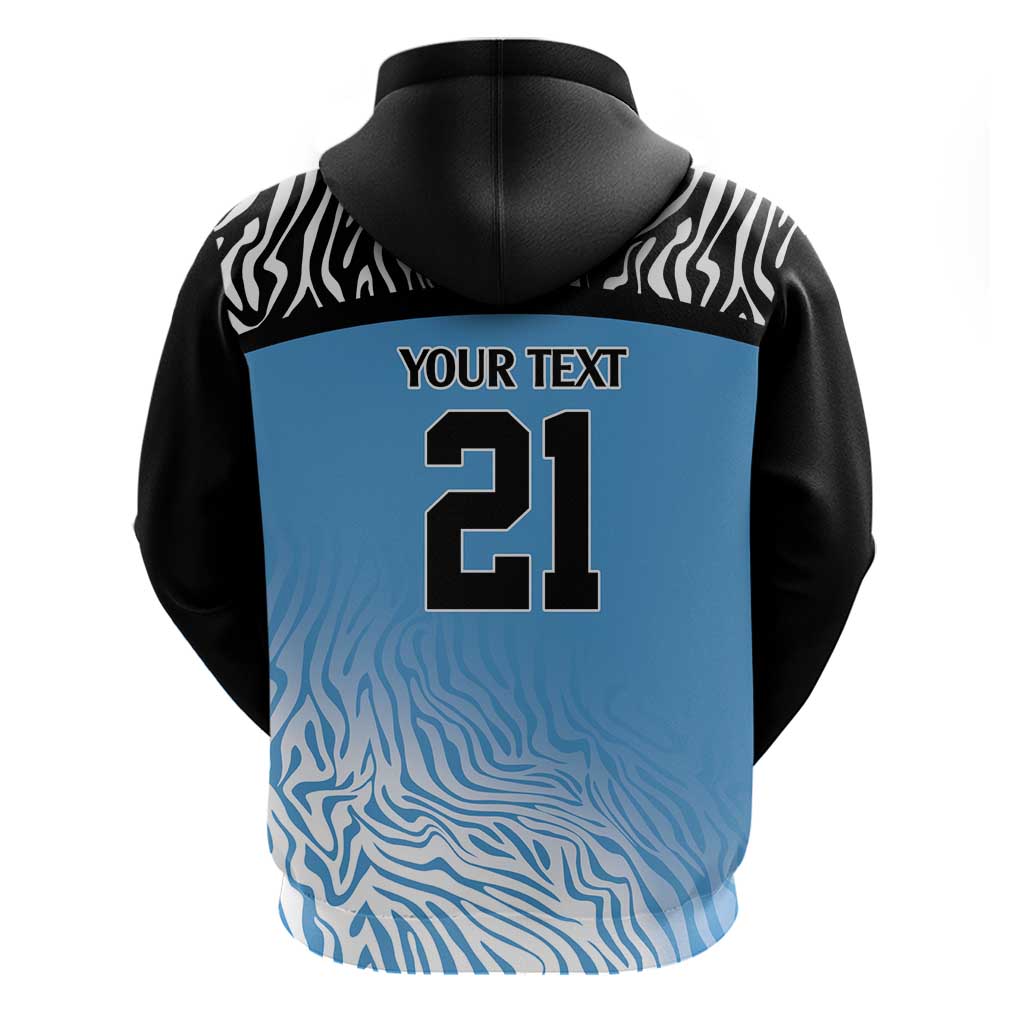 Botswana Cricket Custom Hoodie Baggy Blues African Zebra Skins Pattern - African Pride