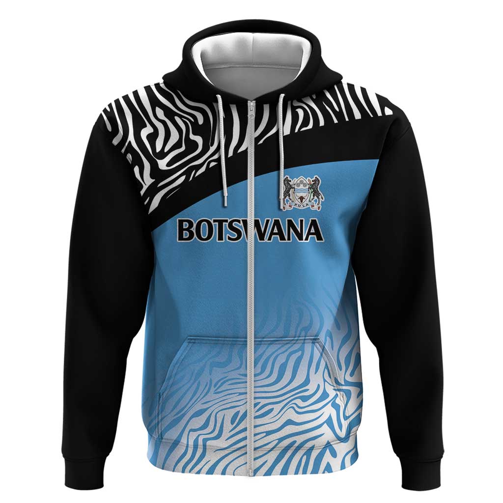 Botswana Cricket Custom Hoodie Baggy Blues African Zebra Skins Pattern - African Pride