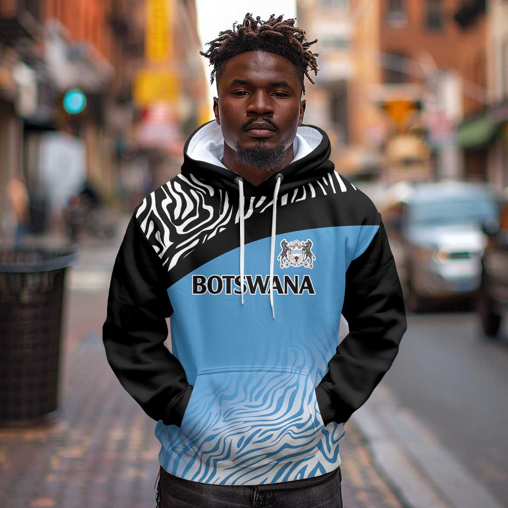 Botswana Cricket Custom Hoodie Baggy Blues African Zebra Skins Pattern - African Pride