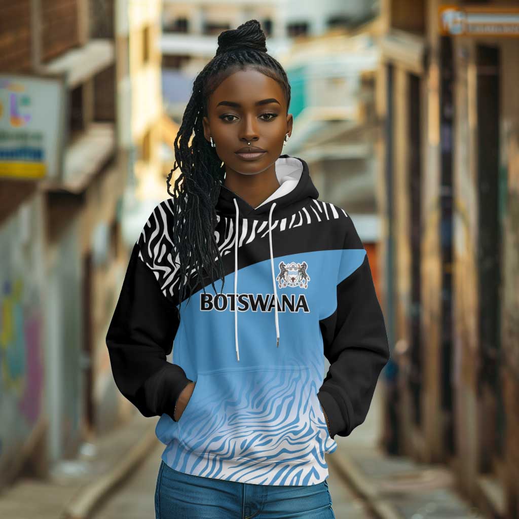 Botswana Cricket Custom Hoodie Baggy Blues African Zebra Skins Pattern - African Pride