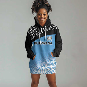 Botswana Cricket Custom Hoodie Dress Baggy Blues African Zebra Skins Pattern - African Pride