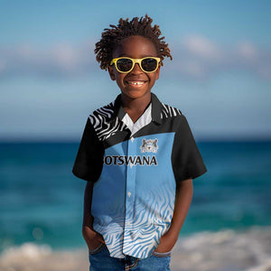Botswana Cricket Custom Kid Hawaiian Shirt Baggy Blues African Zebra Skins Pattern - African Pride