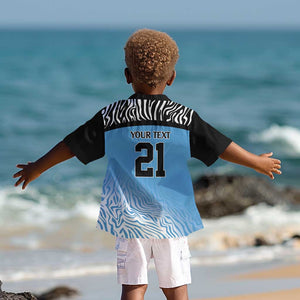 Botswana Cricket Custom Kid Hawaiian Shirt Baggy Blues African Zebra Skins Pattern - African Pride