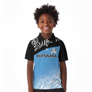 Botswana Cricket Custom Kid Polo Shirt Baggy Blues African Zebra Skins Pattern - African Pride