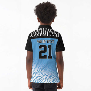 Botswana Cricket Custom Kid Polo Shirt Baggy Blues African Zebra Skins Pattern - African Pride