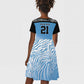 Botswana Cricket Custom Kid Short Sleeve Dress Baggy Blues African Zebra Skins Pattern - African Pride