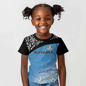Botswana Cricket Custom Kid T shirt Baggy Blues African Zebra Skins Pattern - African Pride
