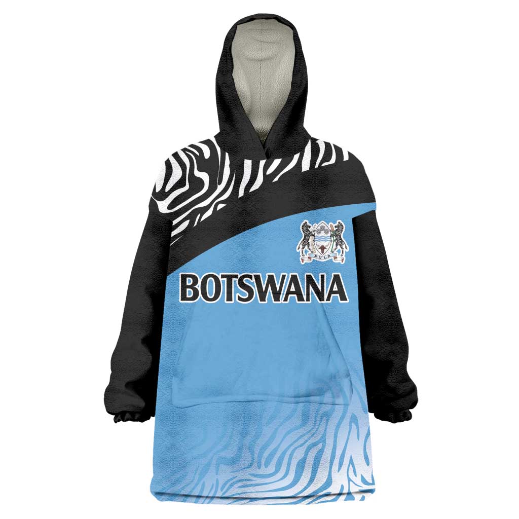 Botswana Cricket Custom Kid Wearable Blanket Hoodie Baggy Blues African Zebra Skins Pattern - African Pride