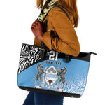 Botswana Cricket Custom Leather Tote Bag Baggy Blues African Zebra Skins Pattern - African Pride