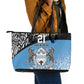 Botswana Cricket Custom Leather Tote Bag Baggy Blues African Zebra Skins Pattern - African Pride