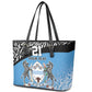 Botswana Cricket Custom Leather Tote Bag Baggy Blues African Zebra Skins Pattern - African Pride