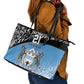 Botswana Cricket Custom Leather Tote Bag Baggy Blues African Zebra Skins Pattern - African Pride